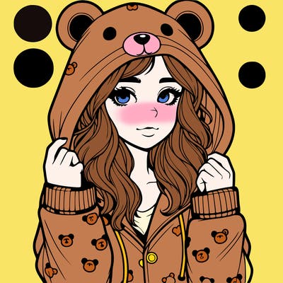 realistic girl in a animal pjs hoodie