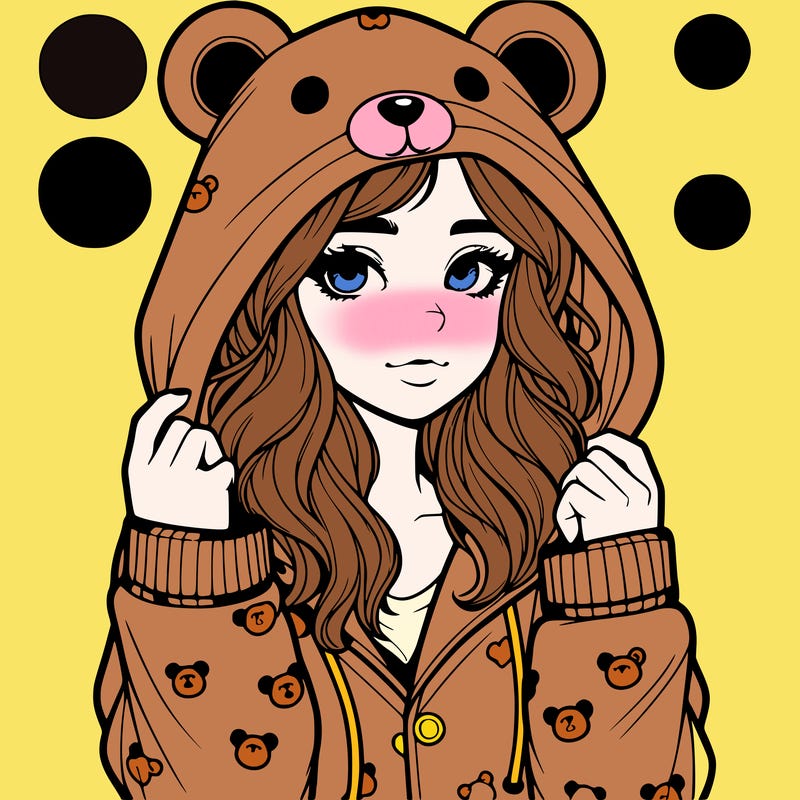 realistic girl in a animal pjs hoodie