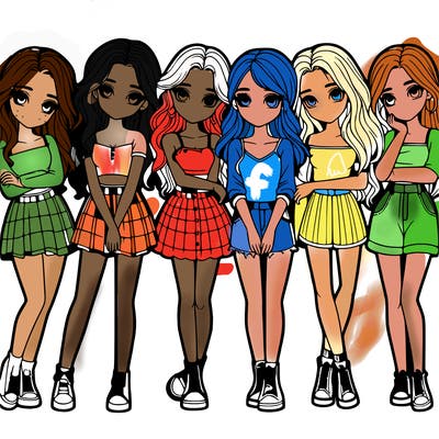 a group of girls realistic