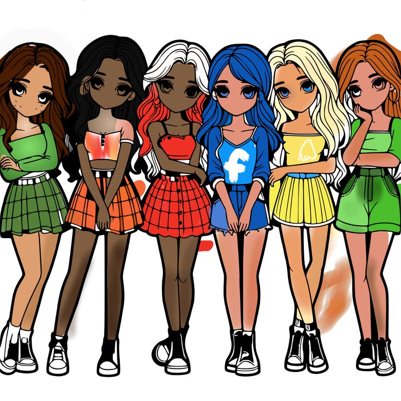 a group of girls realistic