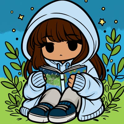 girl in oversized hoodie reading a book
