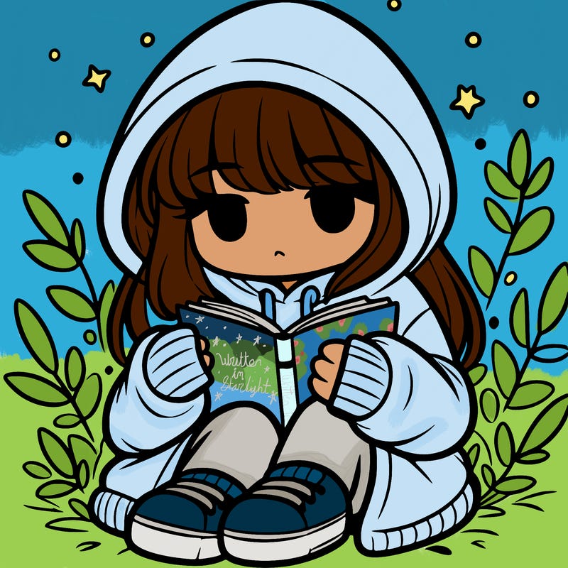 girl in oversized hoodie reading a book