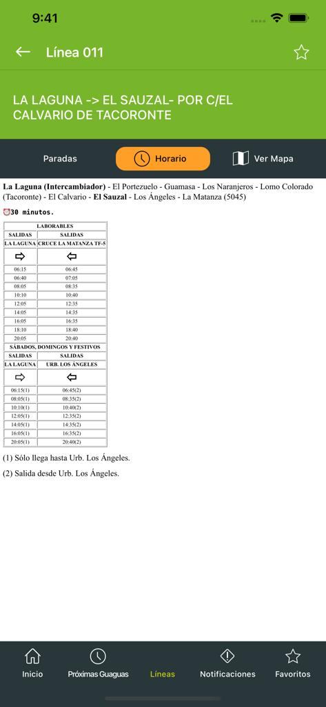Titsa - Bus schedule for line 011 on the Titsa mobile app