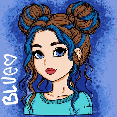 realistic girl with two buns in her hair