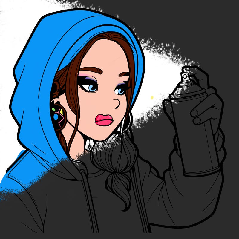 a realistic girl, spray painting