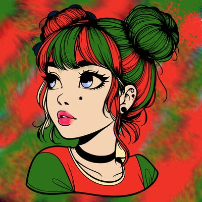 realistic girl with spacebuns