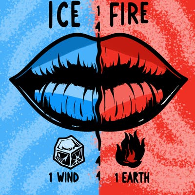 realistic lip split in fourth . 1 fourth ice 1 fire 1wind 1 earth