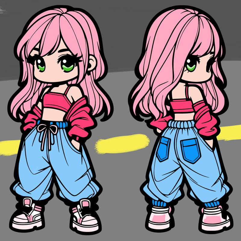 girl in crop top and baggy pants