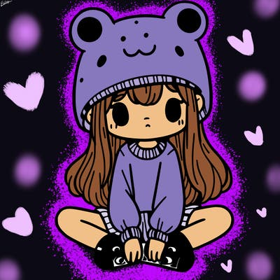 a girl wearing a frog hat and some frog socks