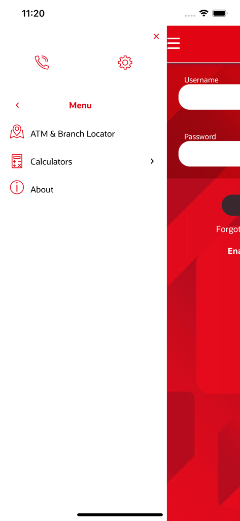 Ziraat Bank Mobile Uzbekistan - Ziraat Bank Mobile Uzbekistanアプリのサイドメニュー。ナビゲーションリンクとアイコンが表示されています。