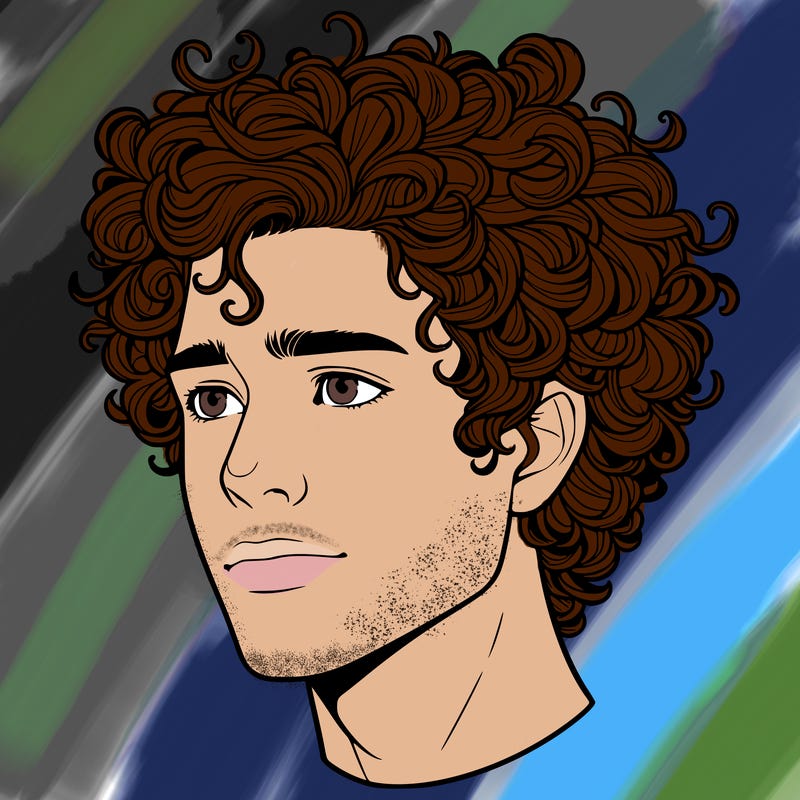 realistic guy with curly hair