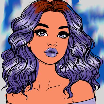 realistic girl with wavy hair and lips
