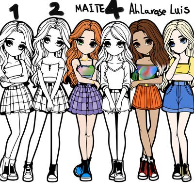 a group of girls realistic