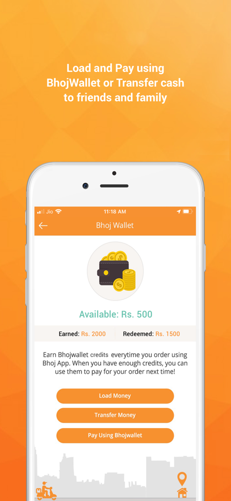 Bhojdeals (Now Bhoj) - Bhoj app interface showing digital wallet balance and payment options