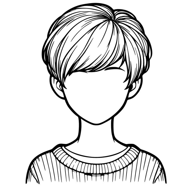 realistic faceless girl with a pixie cut