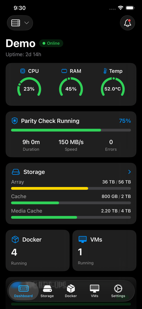 Unraid Remote - Developer Tools App | MWM