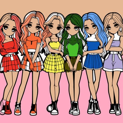 a group of girls realistic