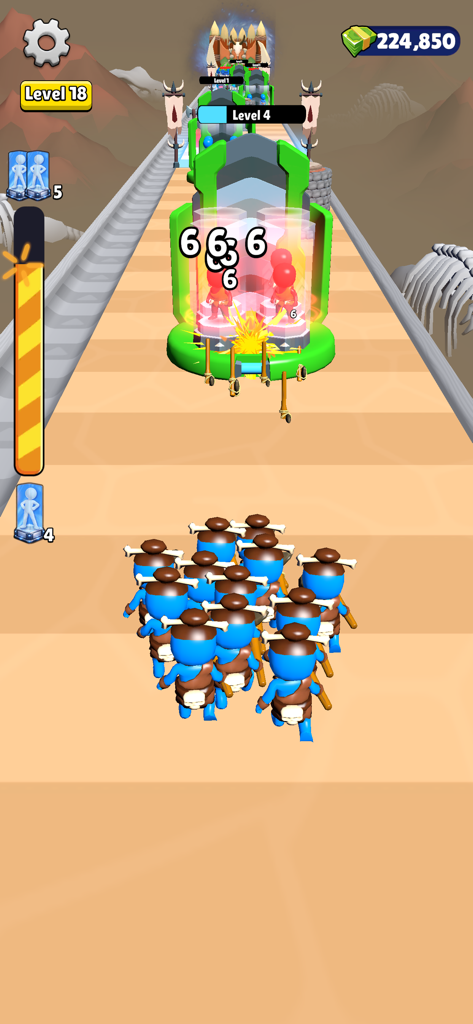 Mob Era: Age Evolution - Ancient mob of warriors running toward a multiplier gate