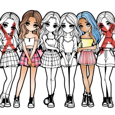 a group of girls realistic