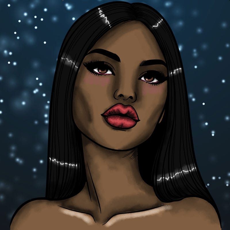 realistic woman with full lips