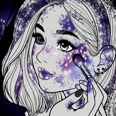 a realistic girl doing her makeup