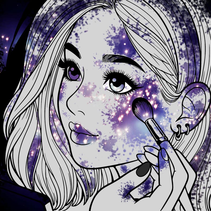 a realistic girl doing her makeup