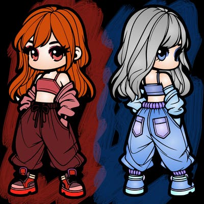 girl in crop top and baggy pants