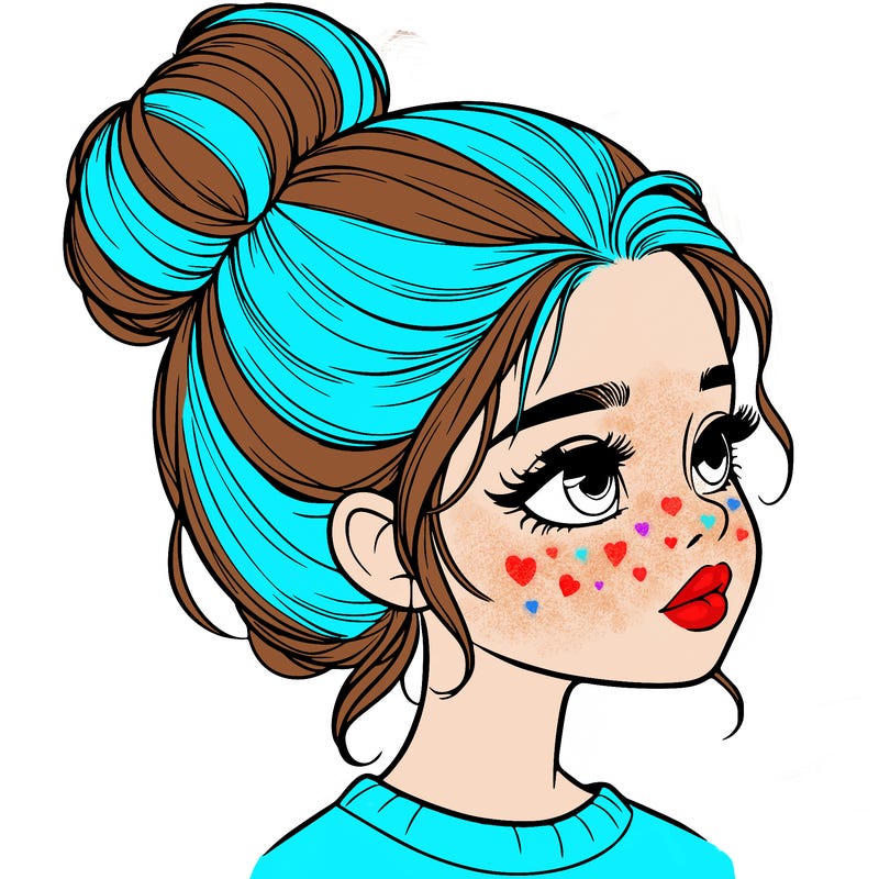 realistic girl with bun