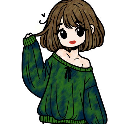 girl in baggy sweater hanging off her shoulder