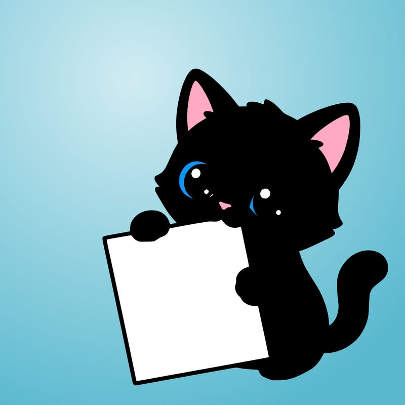 a small cat with a blank sheet of paper in its hand. the cat is sooooooo cute!