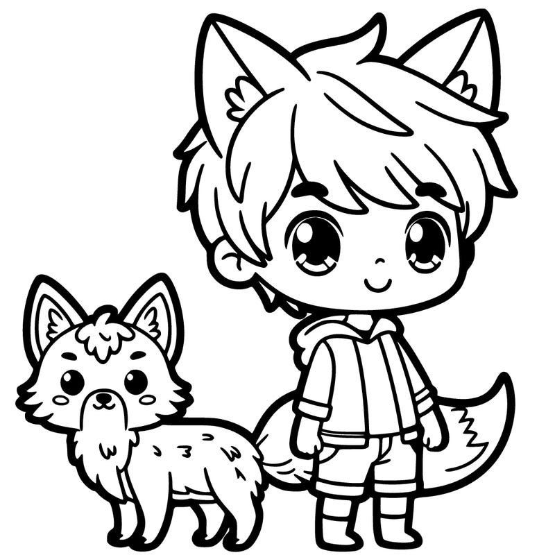 boy with wolf ears and tail