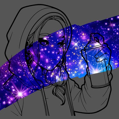 a realistic girl, spray painting