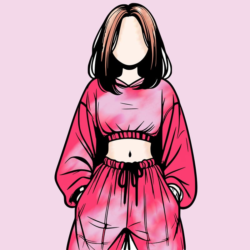 realistic girl faceless with baggy pants and a crop top