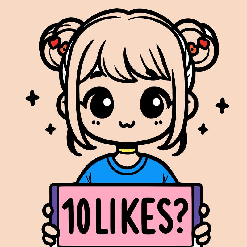 cute girl that is holding a sign that says 10 likes?