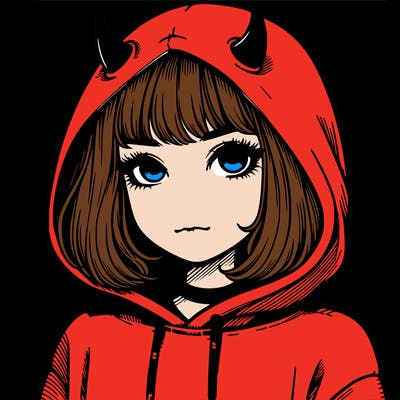 realistic girl with devil hoodie