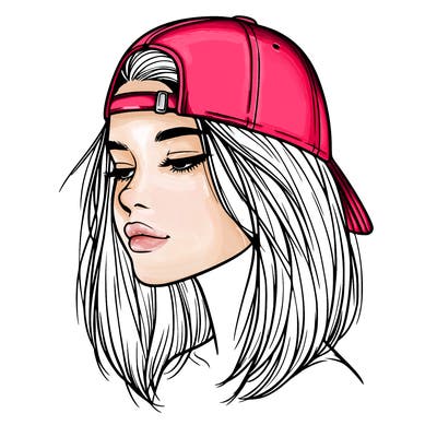 realistic  girl with a backwards hat