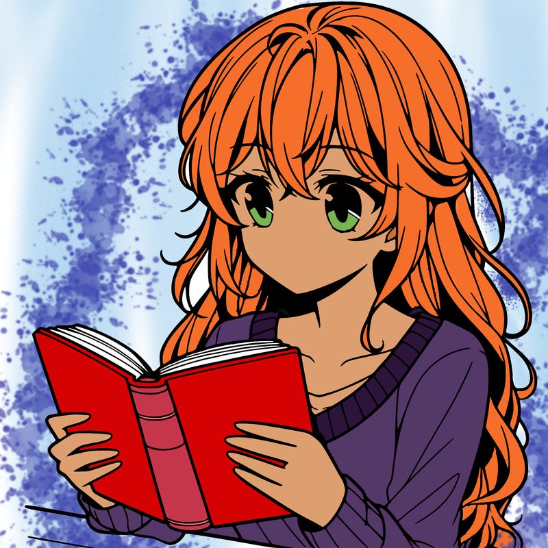 anime girl reading a book