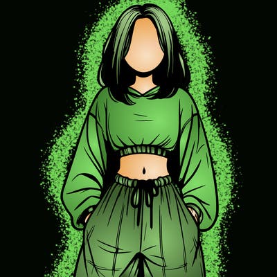 realistic girl faceless with baggy pants and a crop top