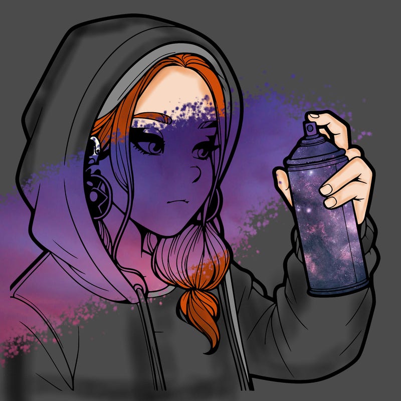 a realistic girl, spray painting