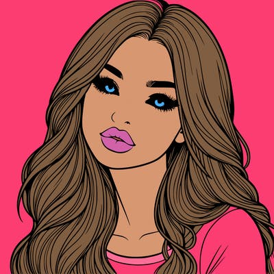 realistic girl with hair on her hair and lips