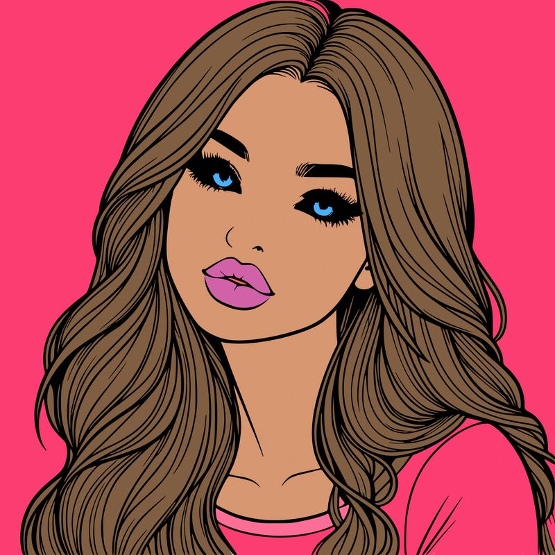 realistic girl with hair on her hair and lips