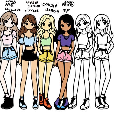 a group of girls wearing crop tops and shorts
