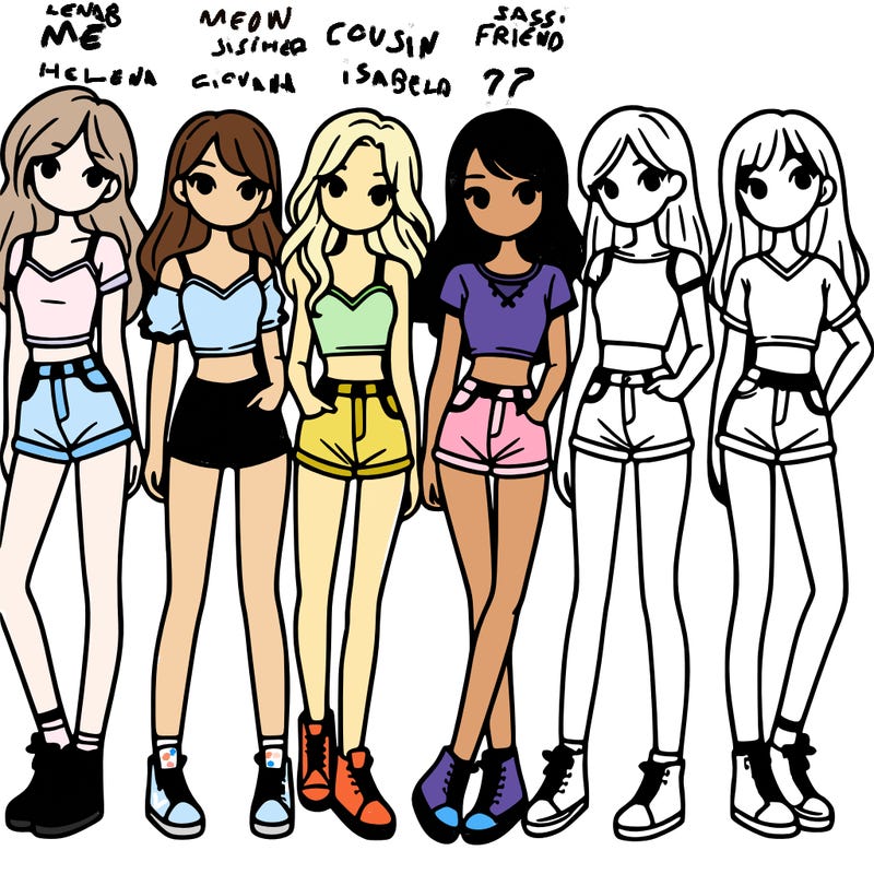 a group of girls wearing crop tops and shorts