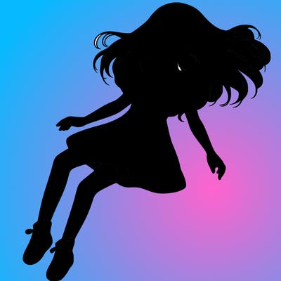 realistic girl floating