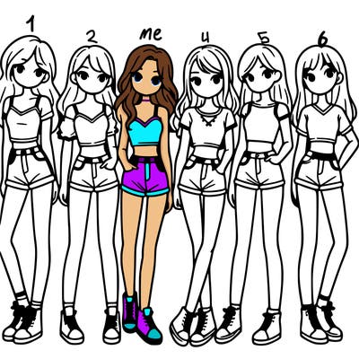 a group of girls wearing crop tops and shorts