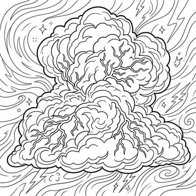Dive into the raw energy of nature with this captivating Intra-Cloud Thunder coloring template. It features a majestic storm cloud, ready for your vibrant interpretation.
