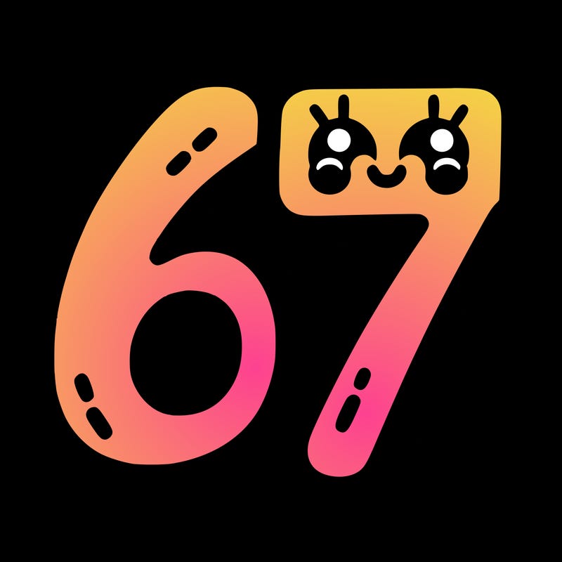 the numbers 67