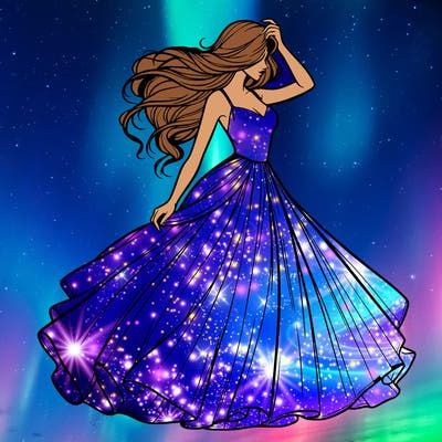 realistic woman with dress flowing in the wind