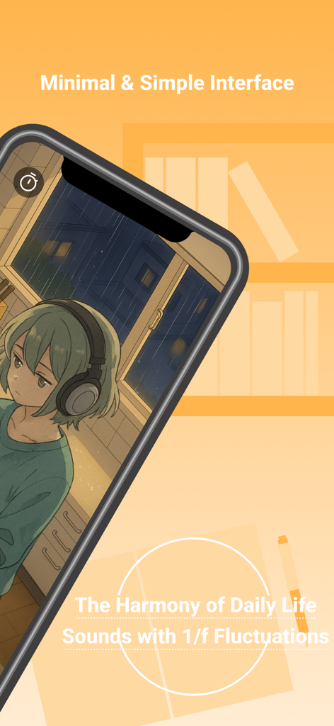 DailyVoice(BGM for Sleep) - DailyVoice app screenshot showcasing a minimal user interface with a relaxing lo-fi illustration.