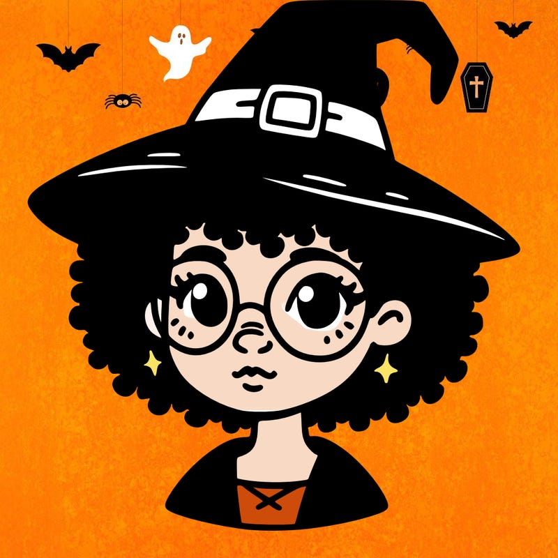 a black person who is a witch and has glasses